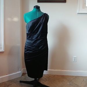 Black one shoulder cocktail or bridesmaid dress